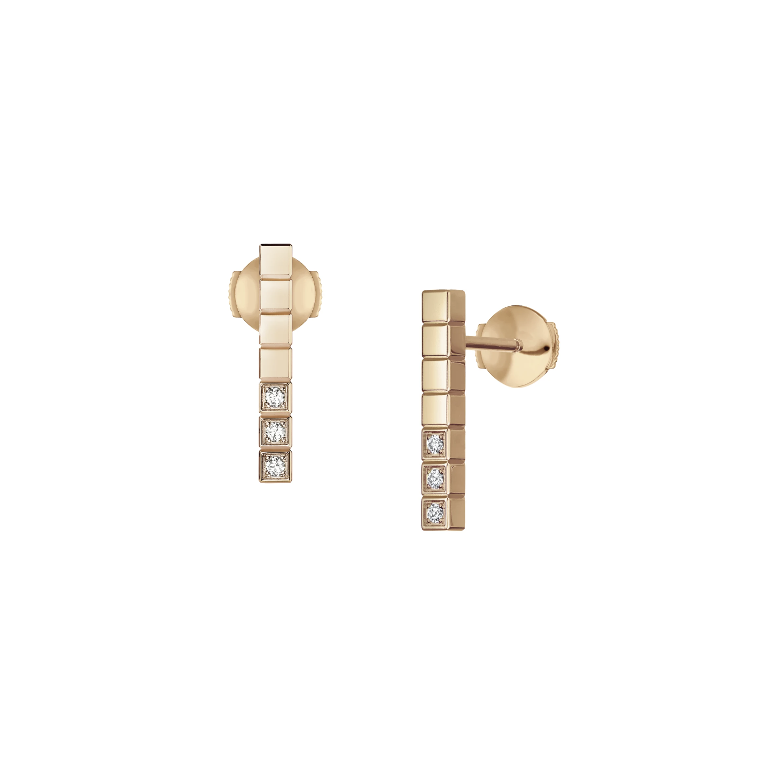 ICE CUBE PINK GOLD DIAMONDS EARRINGS