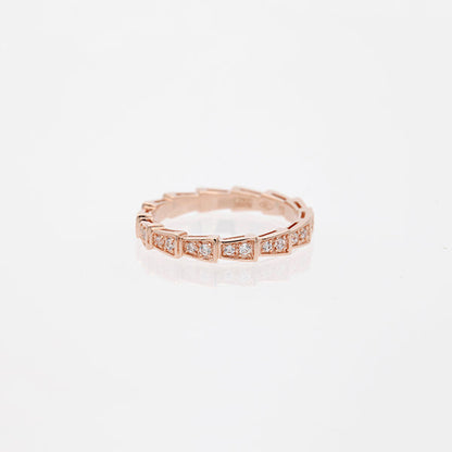 SERPENTI RING PINK GOLD DIAMOND PAVED 3MM