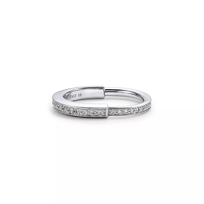 LOCK RING SILVER DIAMOND PAVED