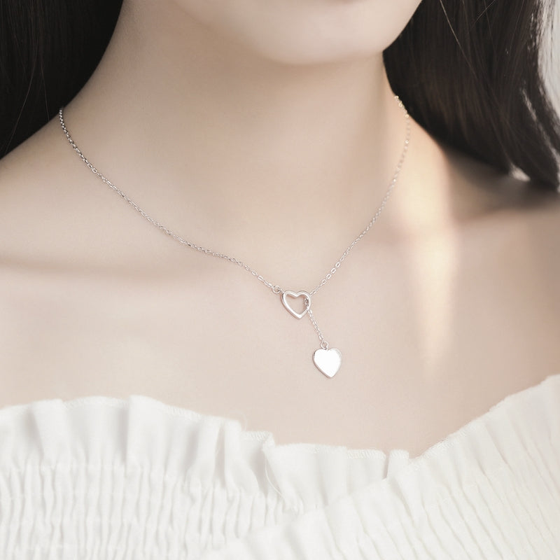 Sterling silver double love necklace