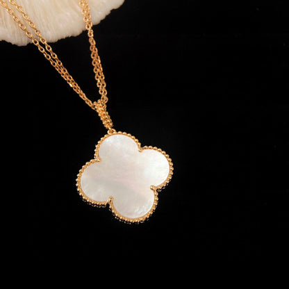 CLOVER PINK MOP LARGE PENDANT NECKLACE