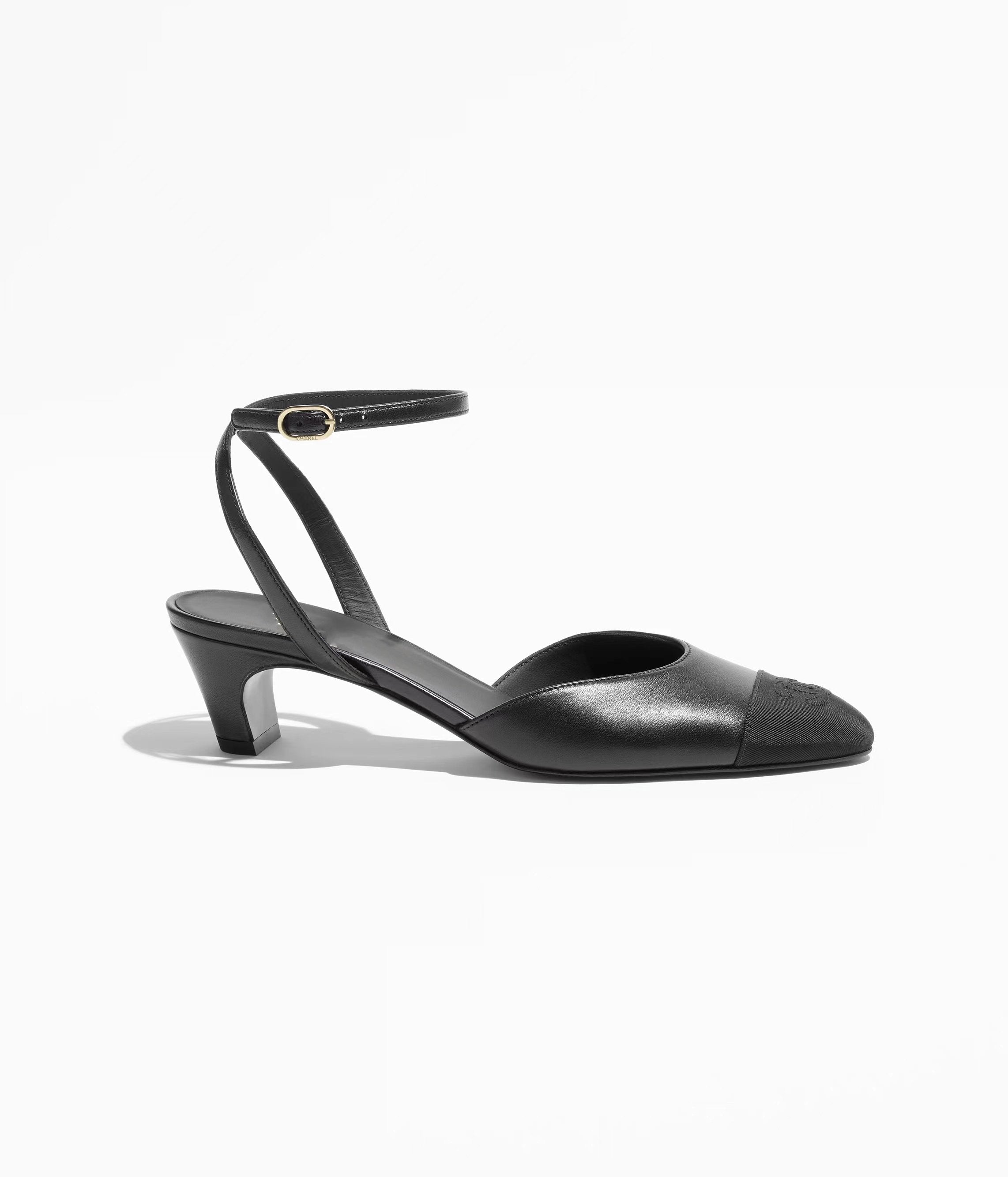 high slingbacks black lambskin grosgrain