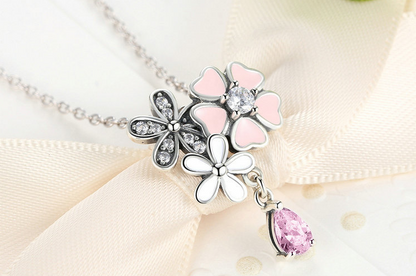 S925 sterling silver necklace cherry blossom necklace