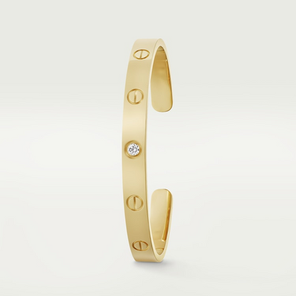 LOVE BRACELET 6.1MM OPEN CUFF 1 DIAMOND GOLD