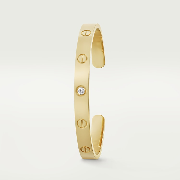 LOVE BRACELET 6.1MM OPEN CUFF 1 DIAMOND GOLD