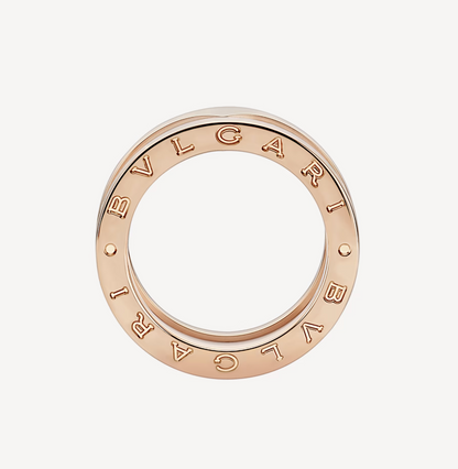 ZERO 1 TWO-BAND LOOPS AND WHITE CERAMIC SPIRAL PINK GOLD RING