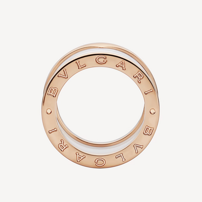 ZERO 1 FOUR-BAND LOOPS AND WHITE CERAMIC SPIRAL PINK GOLD RING