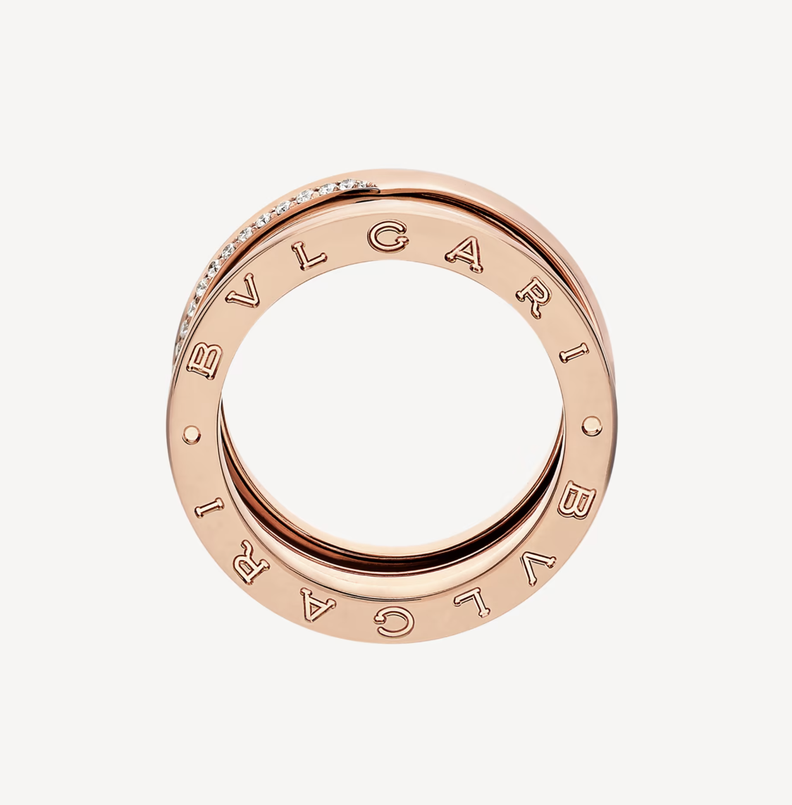 ZERO 1 THREE-BAND WITH DEMI-PAVED DIAMONDS ON THE EDGES RING