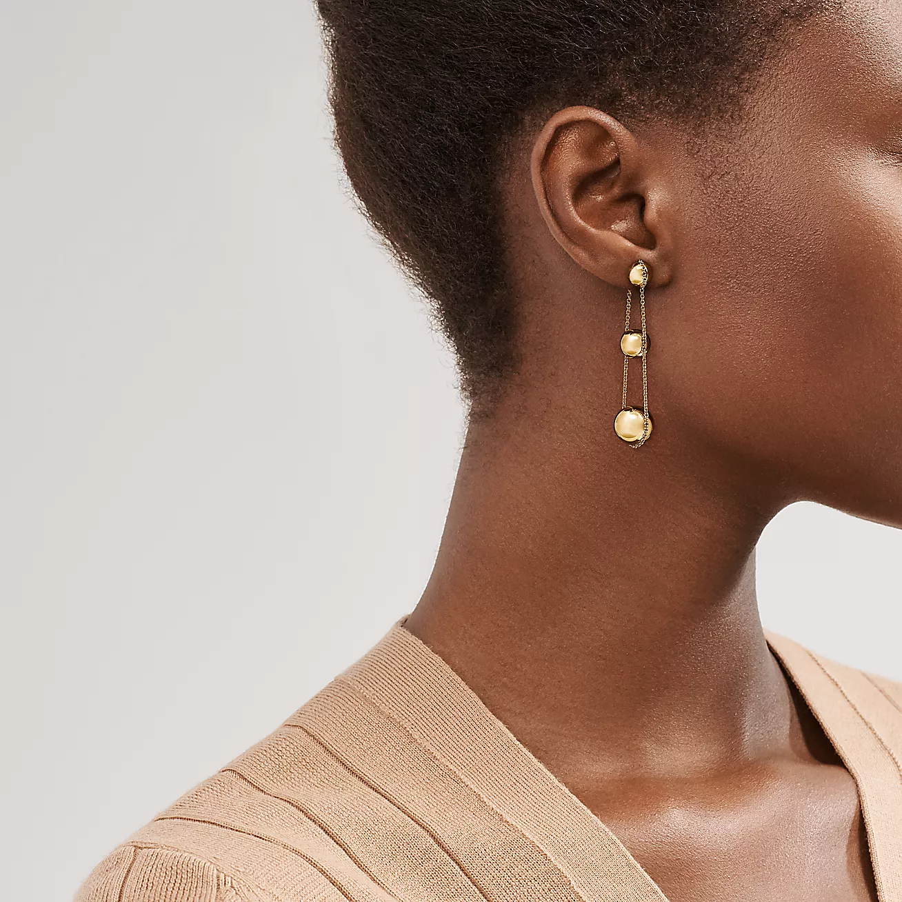 TRIPLE DROP GOLD EARRINGS