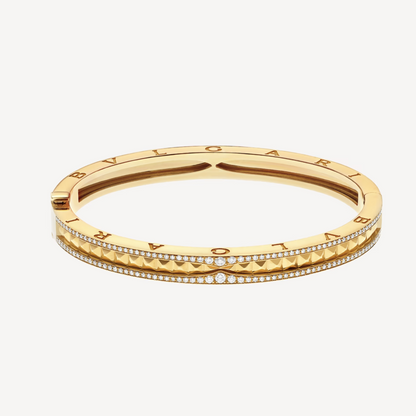 ZERO 1 SPIRAL AND PAVED DIAMOND GOLD BRACELET