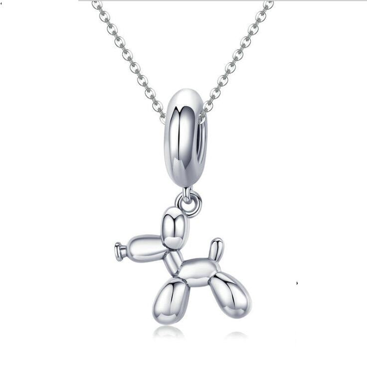 Cute Balloon Dog Silver Pendant - Sterling Silver Jewelry for Ladies