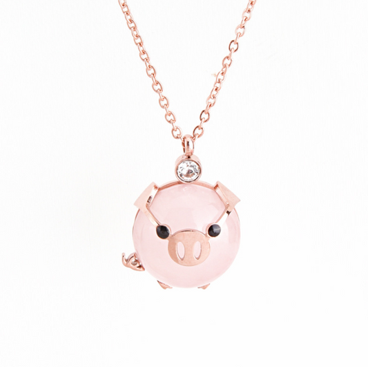 Rich pig clavicle chain cute animal  pig necklace