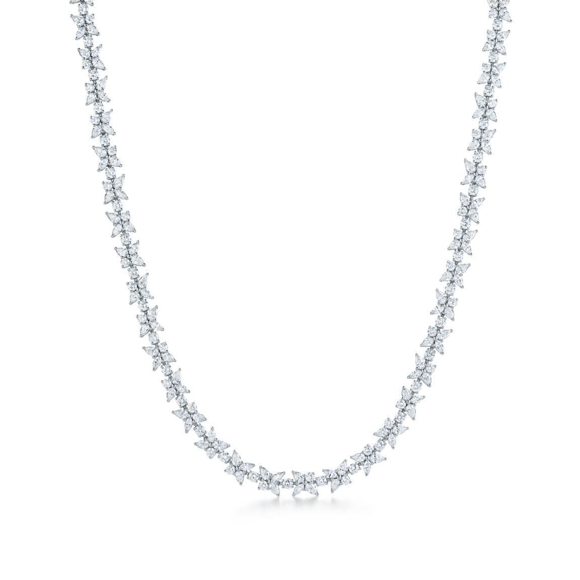 VICTORIA LINK MIXED CLUSTER SILVER DIAMOND NECKLACE