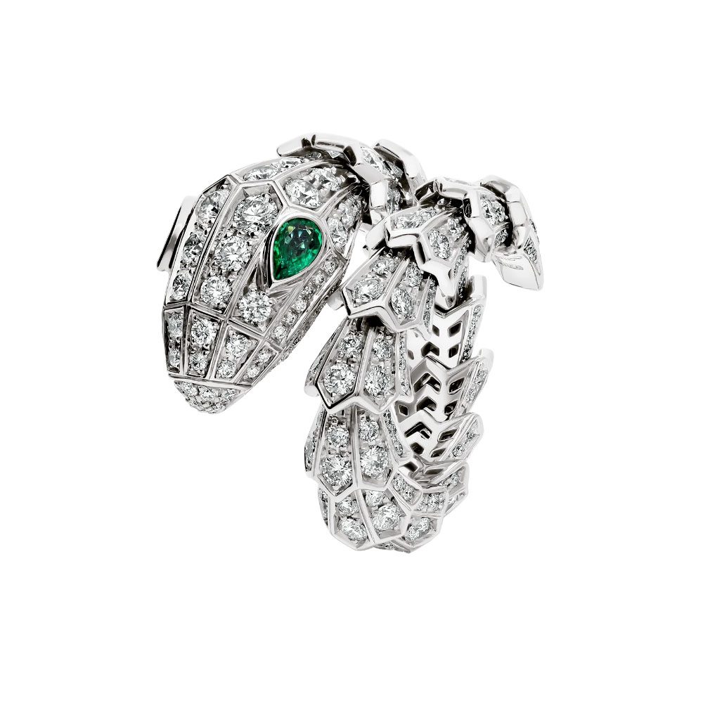 SERPENT MALACHITE SILVER DIAMOND RING