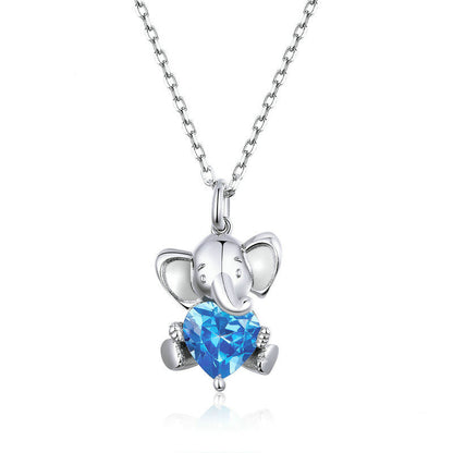 S925 Sterling Silver Blue Bear Necklace Lively and Cute Animals