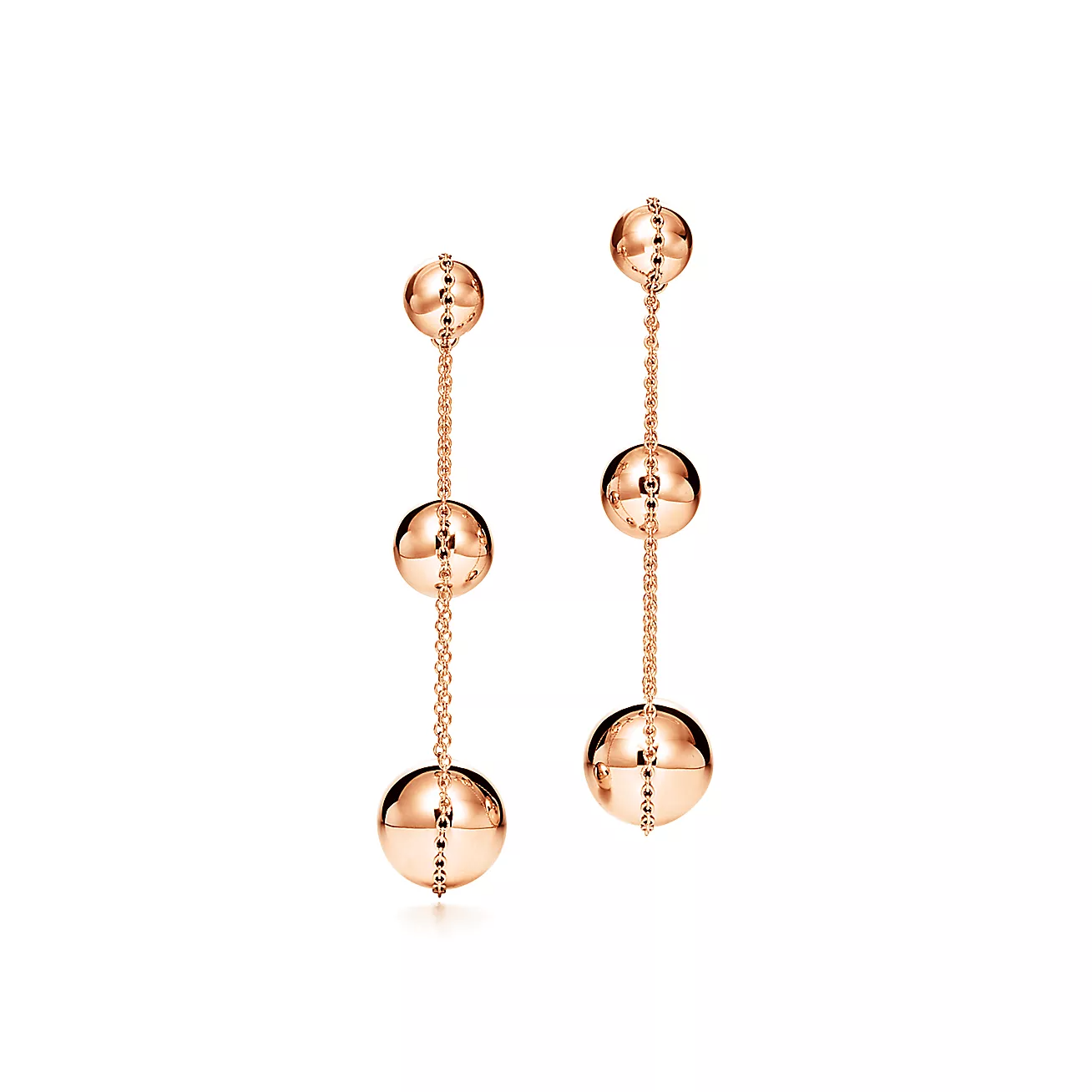 TRIPLE DROP PINK GOLD EARRINGS