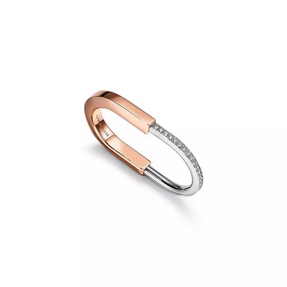 LOCK RING TOW-FINGER ROSE AND WHITE GOLD DIAMONDS