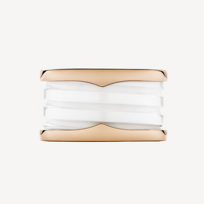 ZERO 1 FOUR-BAND LOOPS AND WHITE CERAMIC SPIRAL PINK GOLD RING