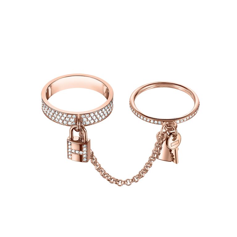 HM KELLY CLOCHETTE DOUBLE RING IN ROSE GOLD WITH DIAMONDS