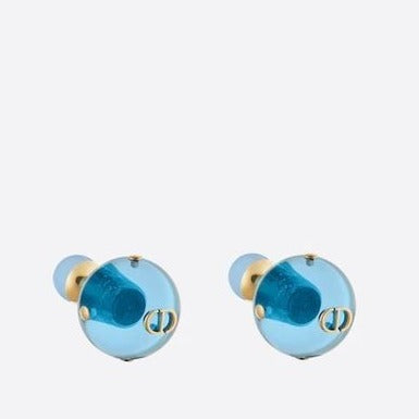 CD WOMEN TRIBALES EARRINGS GOLD-FINISH METAL AND LIGHT BLUE