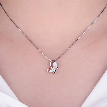 Sterling Silver Flying Butterfly Necklace