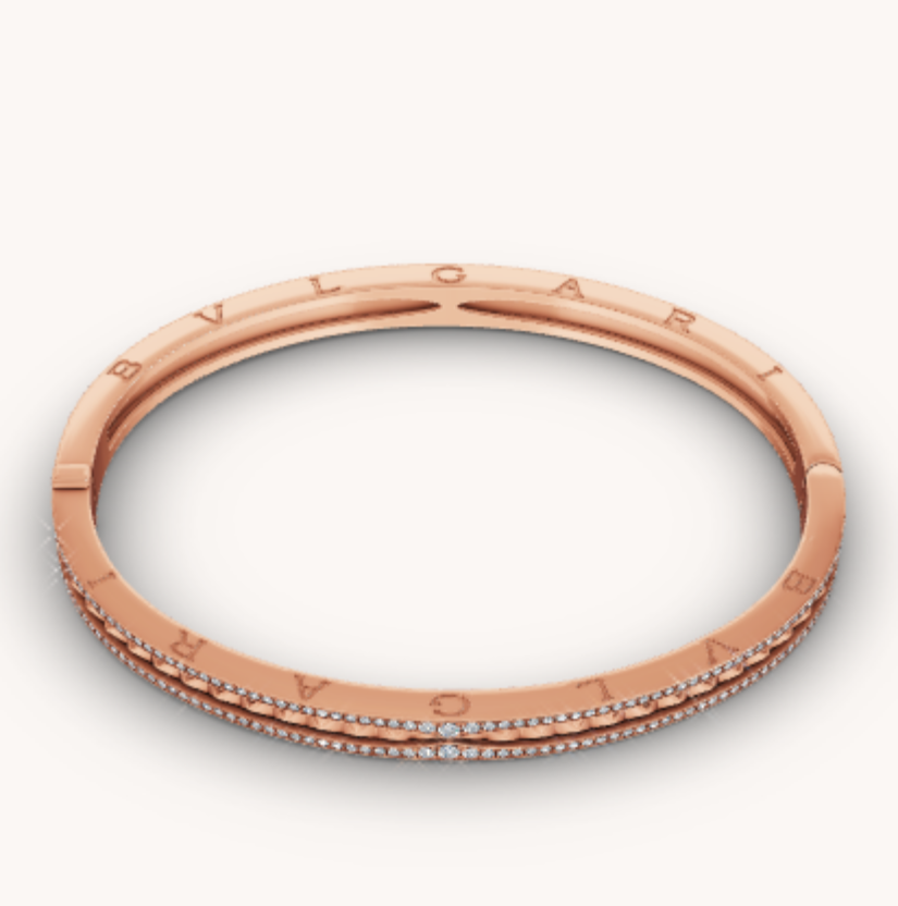 ZERO 1 SPIRAL AND PAVED DIAMOND PINK GOLD BRACELET