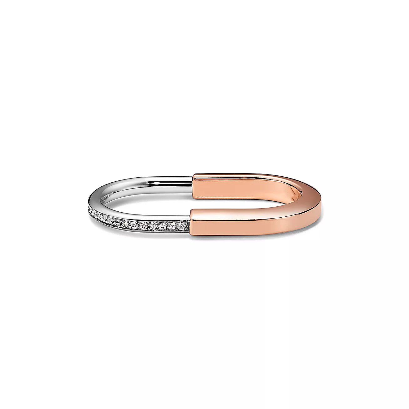 LOCK RING TOW-FINGER ROSE AND WHITE GOLD DIAMONDS