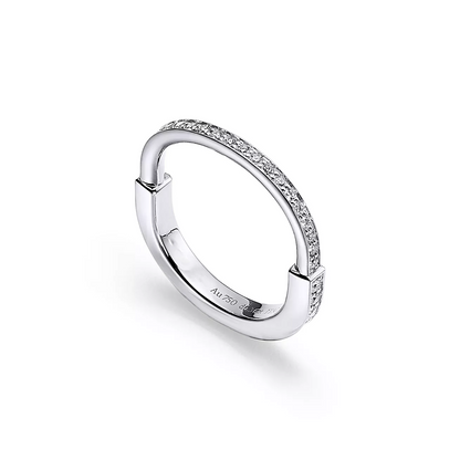 LOCK RING SILVER DIAMOND PAVED