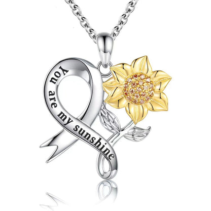 Sterling Silver Sunflower Necklace Female