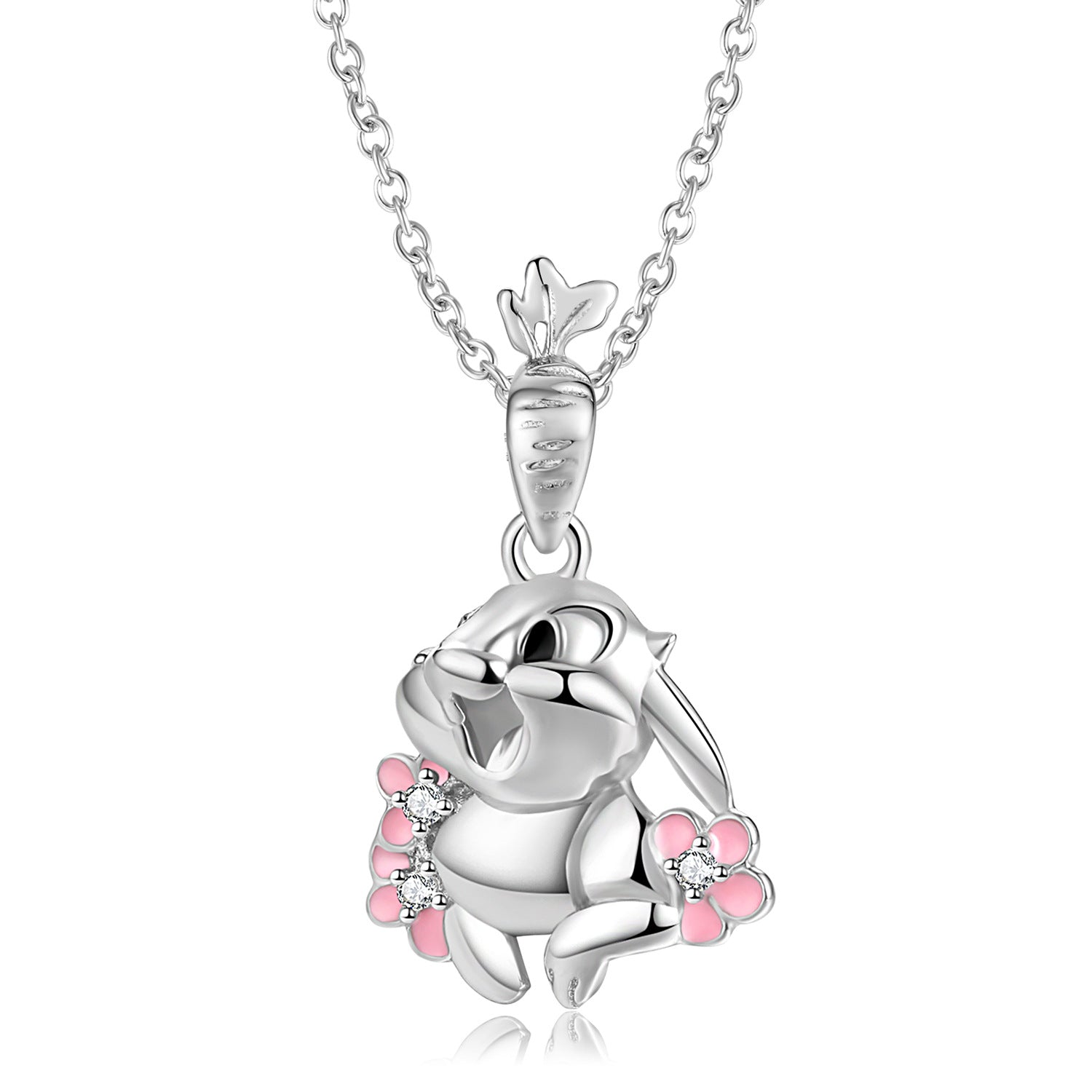 Cute Carrot Rabbit Silver Necklace - Fashion Jewelry