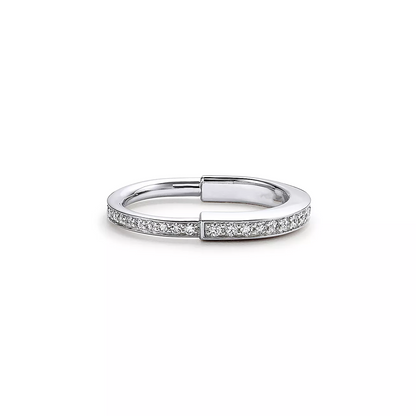 LOCK RING SILVER DIAMOND PAVED