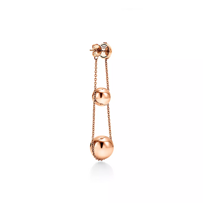 TRIPLE DROP PINK GOLD EARRINGS