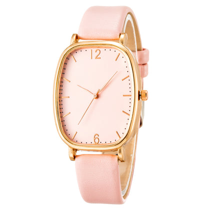 Simple And Exquisite Womens Tonneau Belt Quartz Watch