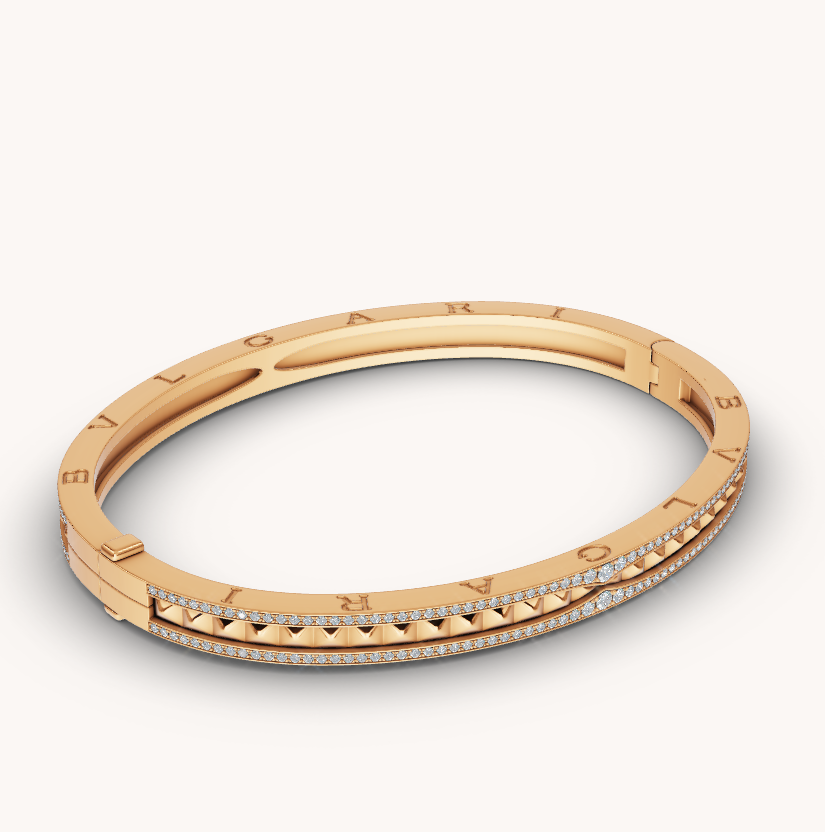 ZERO 1 SPIRAL AND PAVED DIAMOND GOLD BRACELET