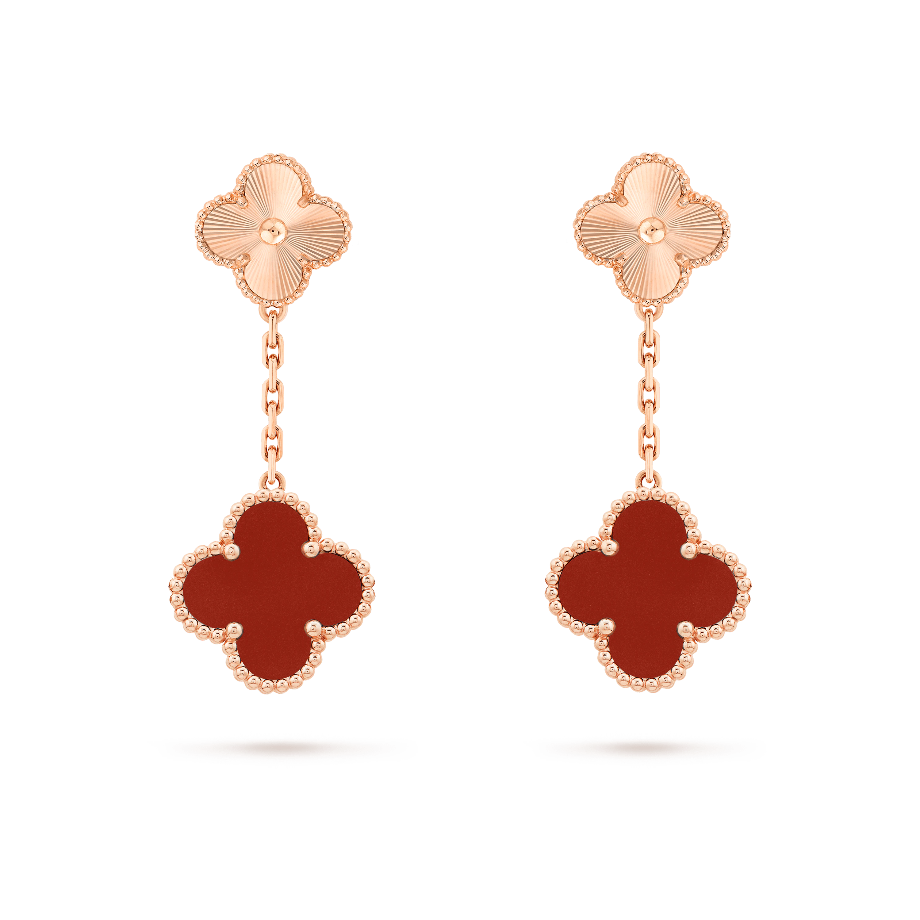 CLOVER EARRINGS GOLD AND CARNELIAN