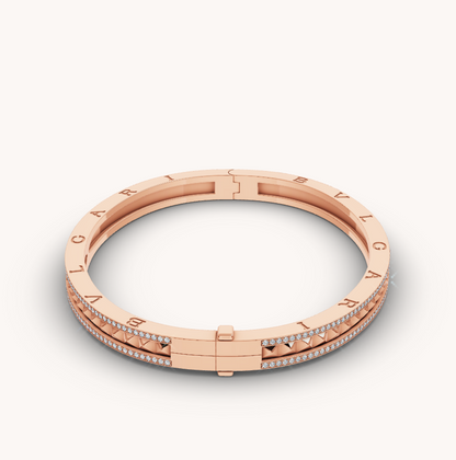 ZERO 1 SPIRAL AND PAVED DIAMOND PINK GOLD BRACELET