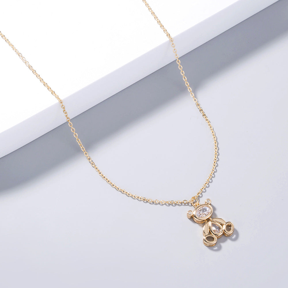 Cute Robot Bear Zircon Necklace - European Style Jewelry