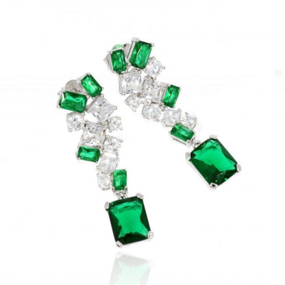 GRA GREEN SILVER DIAMOND EARRINGS