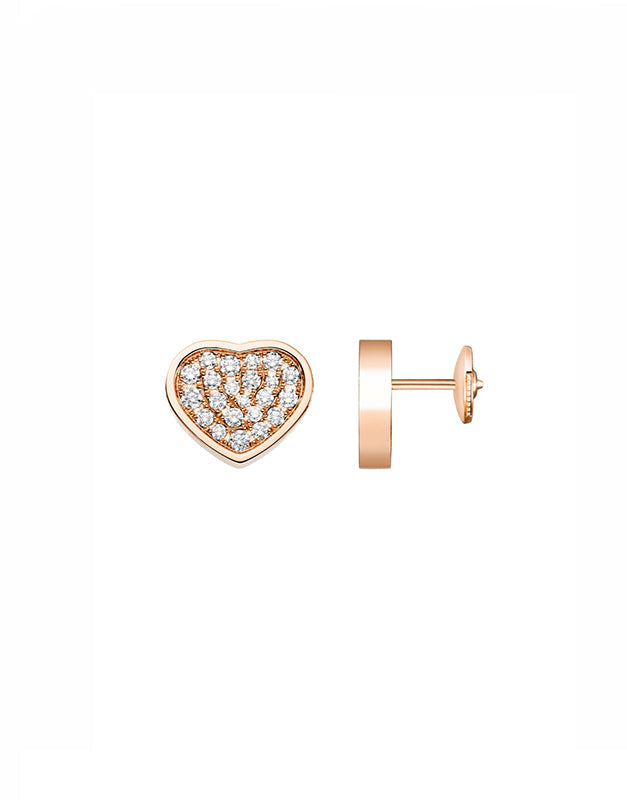 HAPPY HEART EARRINGS PINK GOLD DIAMOND