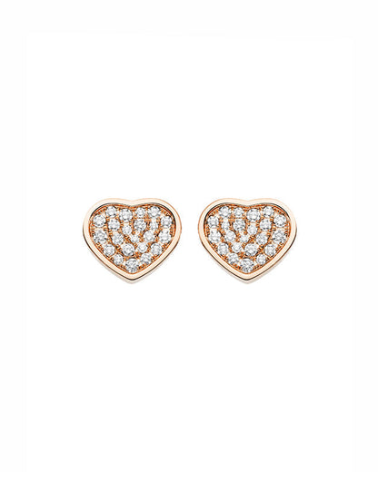 HAPPY HEART EARRINGS PINK GOLD DIAMOND