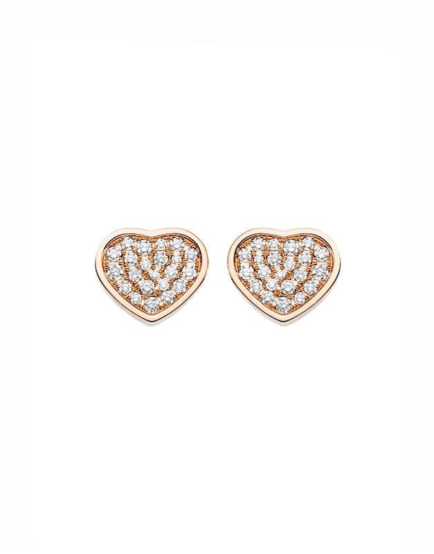 HAPPY HEART EARRINGS PINK GOLD DIAMOND