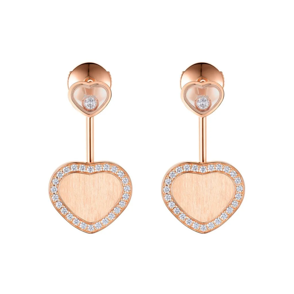 HAPPY HEART PINK MOP EARRINGS DIAMOND