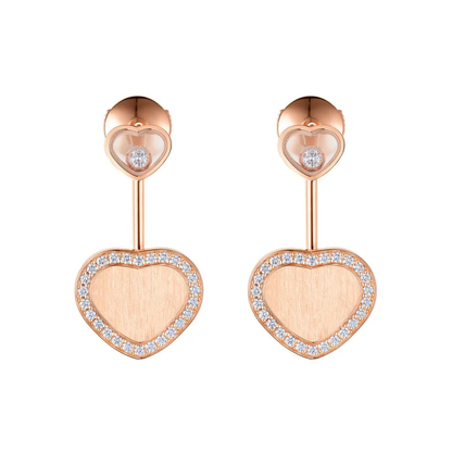 HAPPY HEART PINK MOP EARRINGS DIAMOND