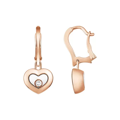 HAPPY HEART EARRINGS PINK GOLD 1 DIAMOND