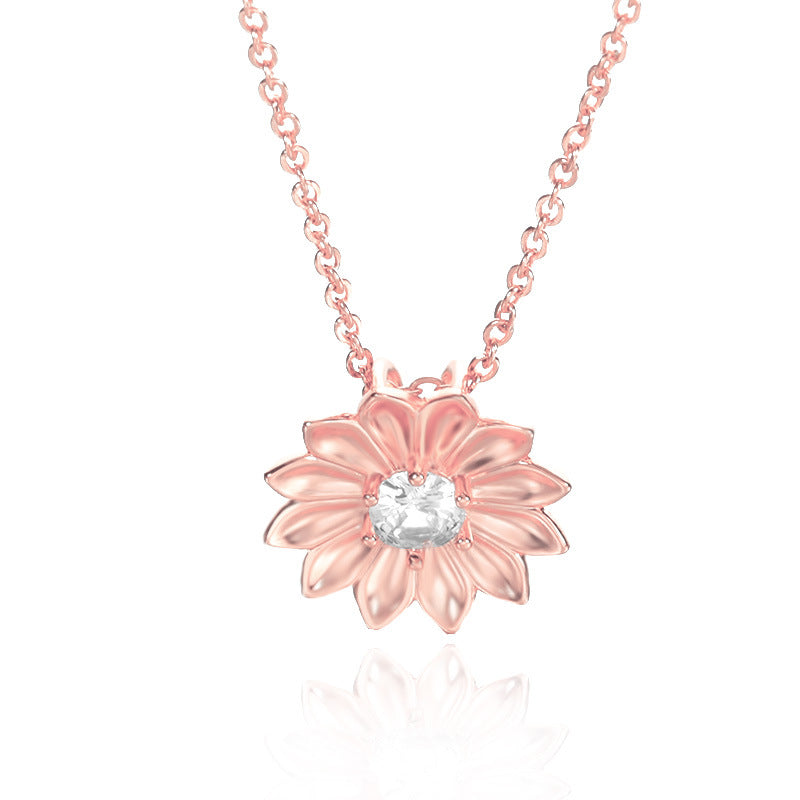 Sunflower Zircon Ladies Necklace - Elegant Jewelry Accessory