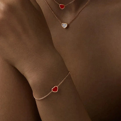 HAPPY HEART CARNELIAN PINK GOLD BRACELET DIAMOND