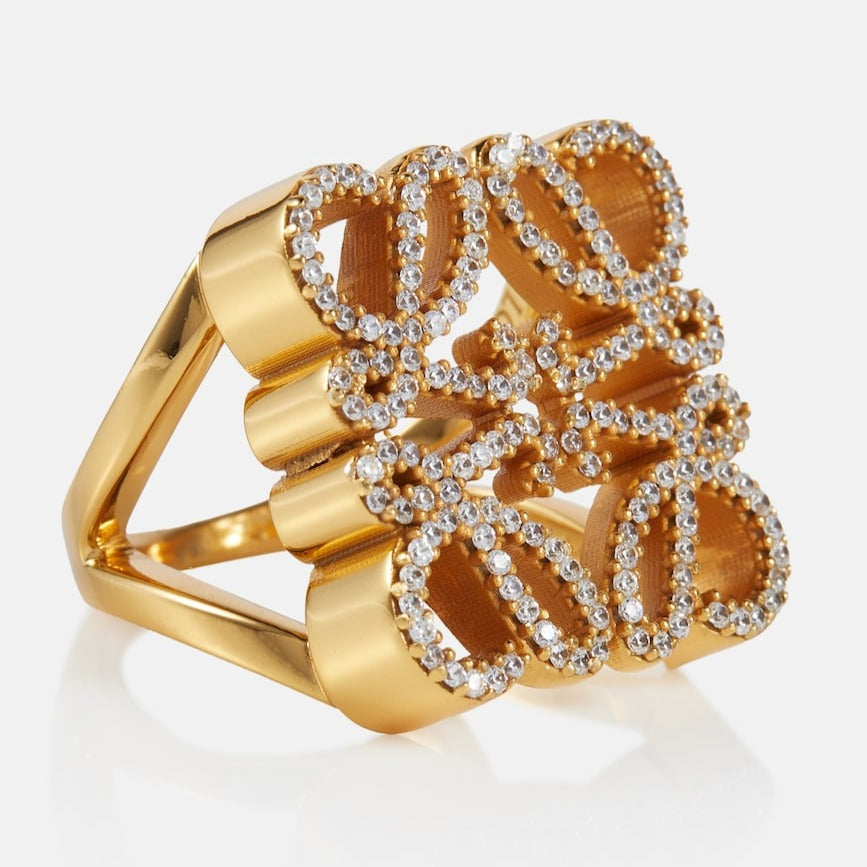 ANNAGRAM DIAMOND PAVED GOLD RING