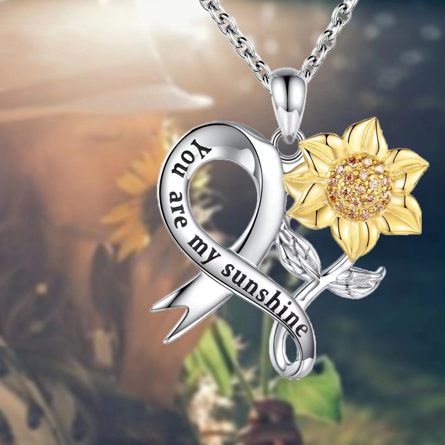 Sterling Silver Sunflower Necklace Female