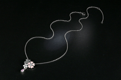 S925 sterling silver necklace cherry blossom necklace