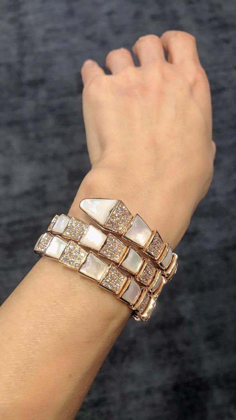 SERPENTI BRACELET PINK GOLD MOP DIAMOND DOUBLE ROW